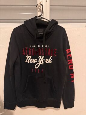 Aeropostale Black Hoodie with Red and White Logo